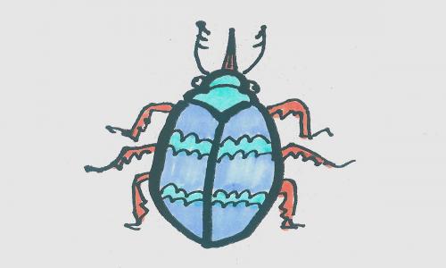 6一7岁儿童学画作品大全 好看彩色简笔画甲壳虫的画法
