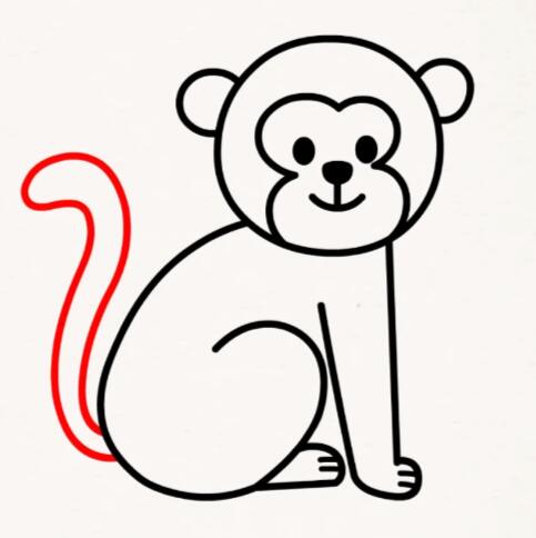 猴子简笔画可爱卡通呆萌,猴子简笔画3-6岁