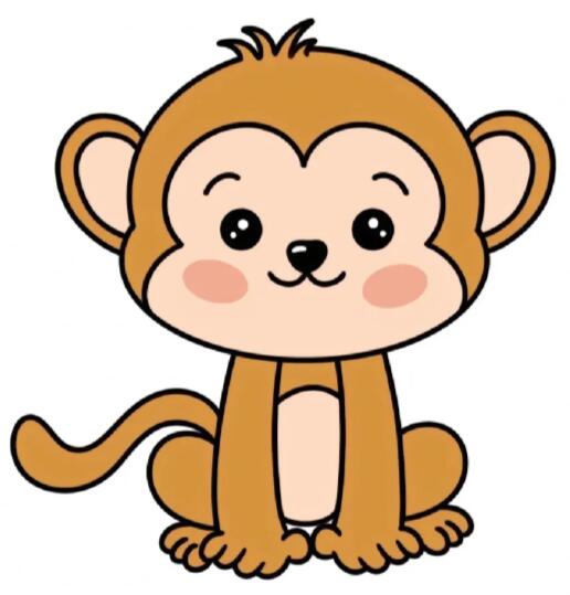 猴子简笔画可爱卡通呆萌