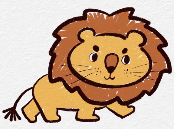狮子简笔画彩色可爱
