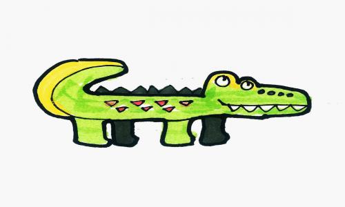 9岁美术入门 创意彩色简笔画鳄鱼怎么画