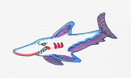 3到5岁少儿学画图解教程 一步一步彩色简笔画鲨鱼怎么画