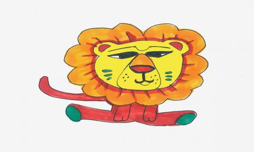 4岁儿童画过程 超萌图画彩色简笔画狮子怎么画