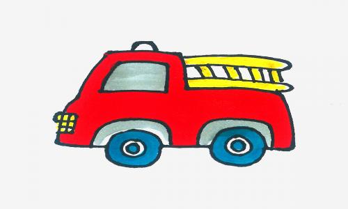 7岁学画图解教程大全 实用儿童画消防车怎么画