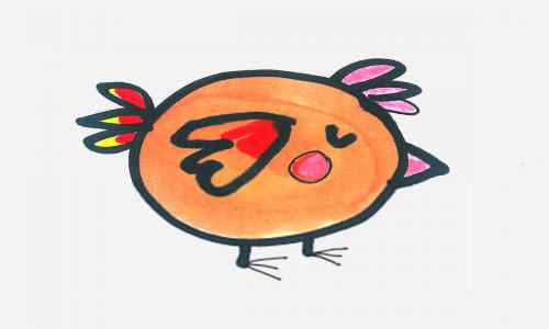 9岁少儿绘画入门 超萌小学生彩色简笔画小鸡的画法