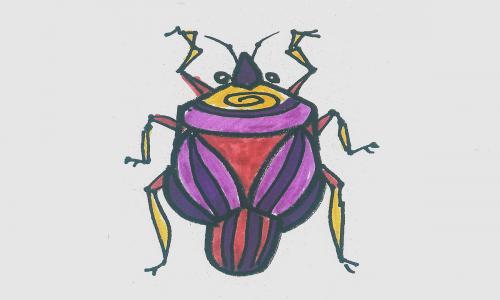 小学生中难度画画过程一等奖 简单又好看入门简笔画小甲虫怎么画
